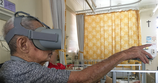Evoking nostalgia in a bedridden senior engaging in a whole new immersive VR experience.