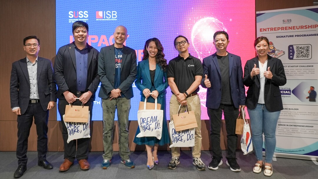 From left to right Dr Khanh Ngo, Co-organiser, UEH-ISB, Mr James Goh Jia Hao, Chief Experience Officer, Halogen, Mr Rafael Alzate, Specialist, SUSS Student Success Centre, Ms Quyen Ton, Chairwoman, BLUSAI