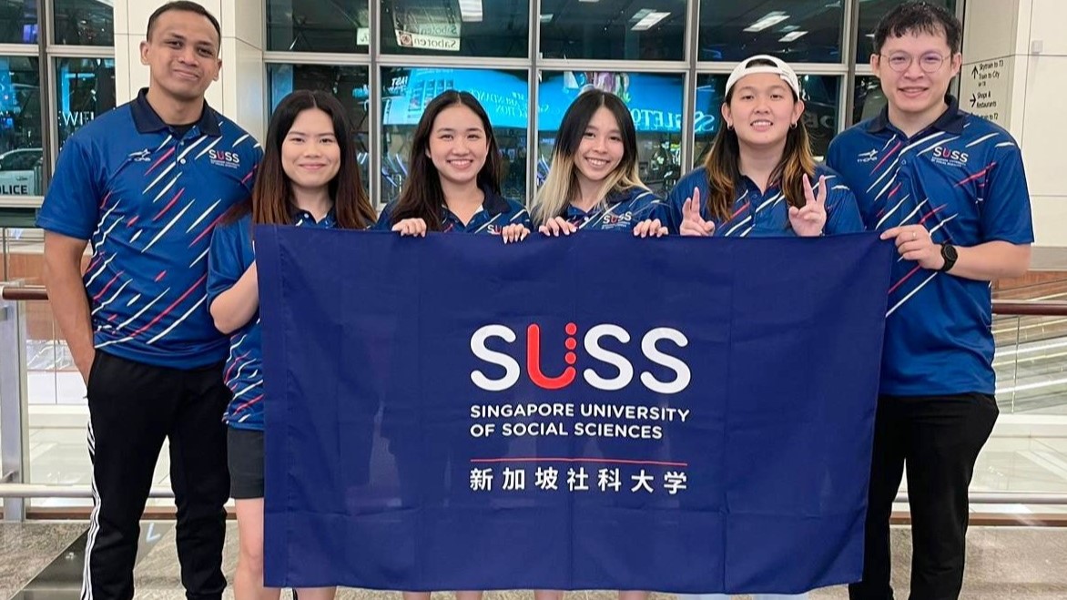 SUSS Bowlers (From Left to right Suhaizan Ashraf - Captian, Nur Amirah Ng, Kreistal Angelica Teo Ying Qing, Cheong Junning Queena Ong Si Hui, Zxaver Lee Zheng Da)