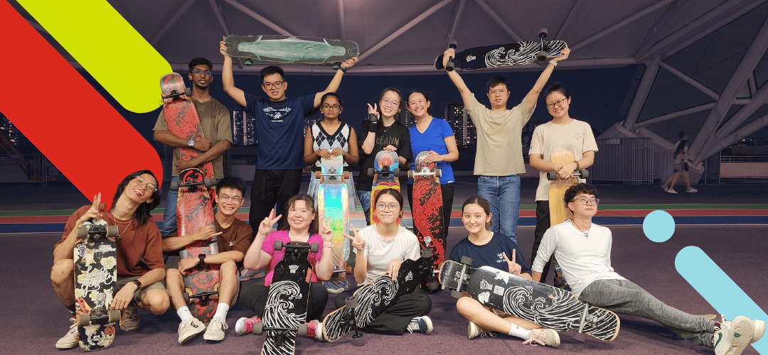 A vibrant group shot captured the excitement of the longboard workshop